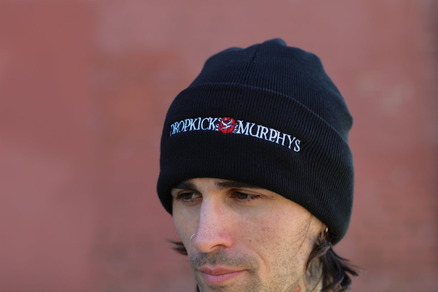 Rose Embroidered Logo Beanie (Black)
