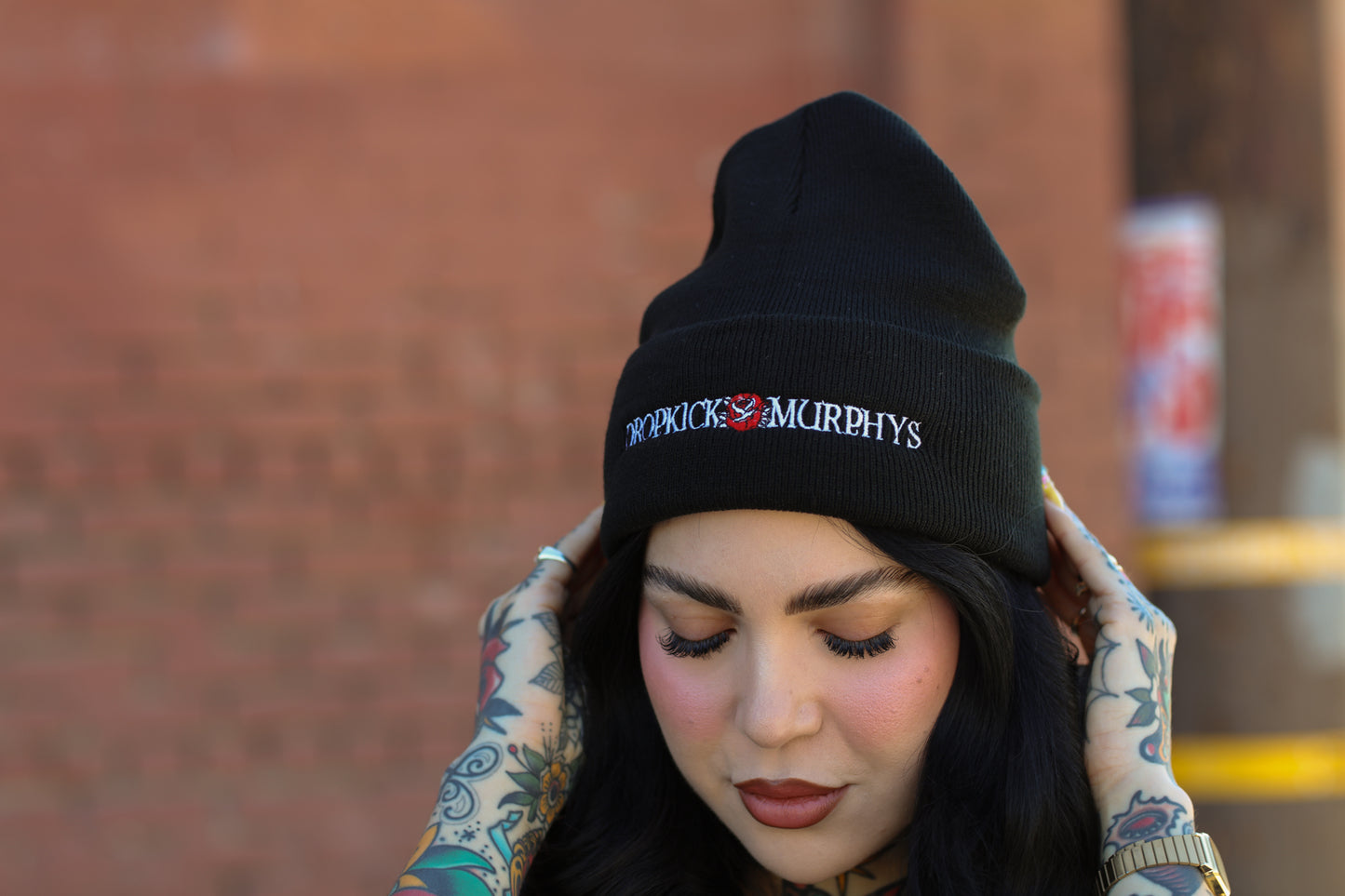 Rose Embroidered Logo Beanie (Black)