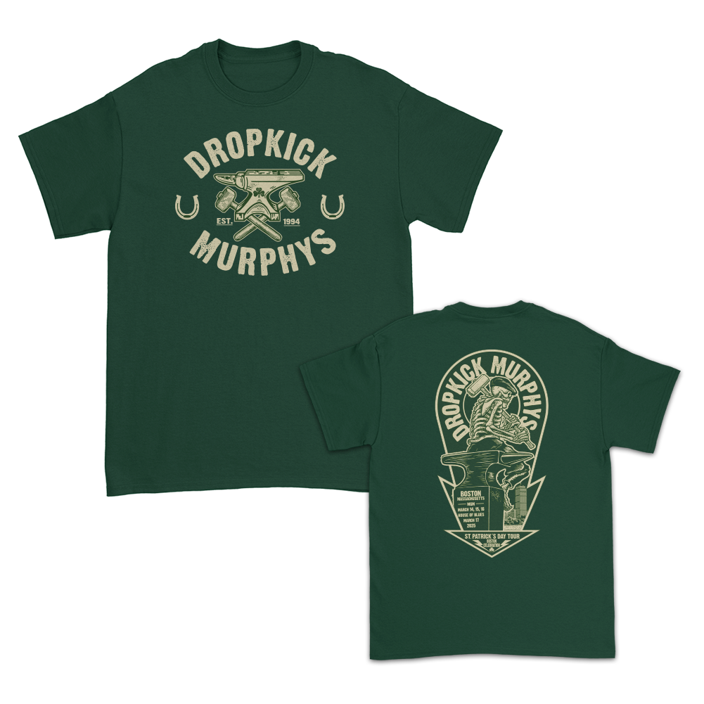 Anvil Boston Celebration 2025 St. Patrick's Day Tour T-Shirt (Hunter Green)