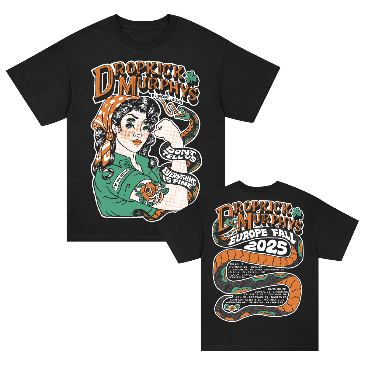 Fall EU Tour 2025 T-Shirt (Black) – Dropkick Murphys