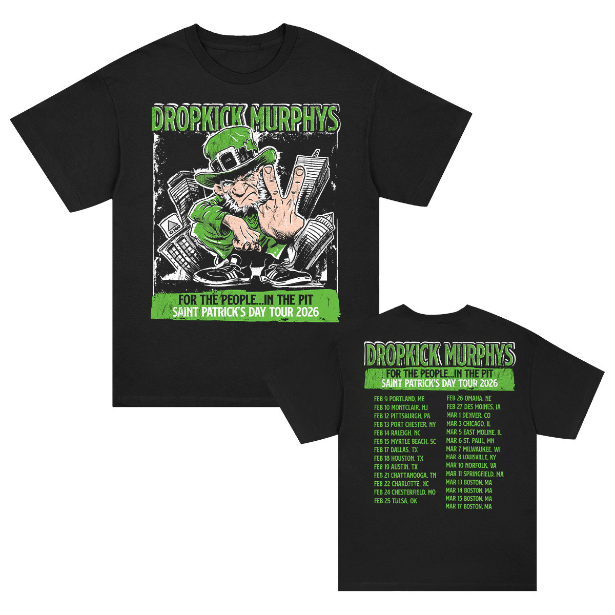 Leprechaun St. Patricks Day 2026 Tour T-Shirt (Black)