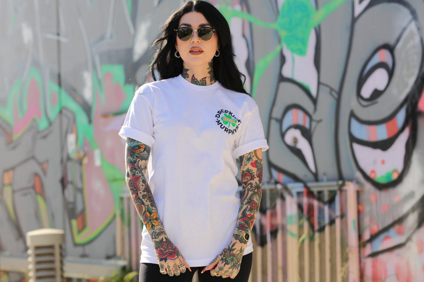 Boston Shamrock Badge Tee (White)