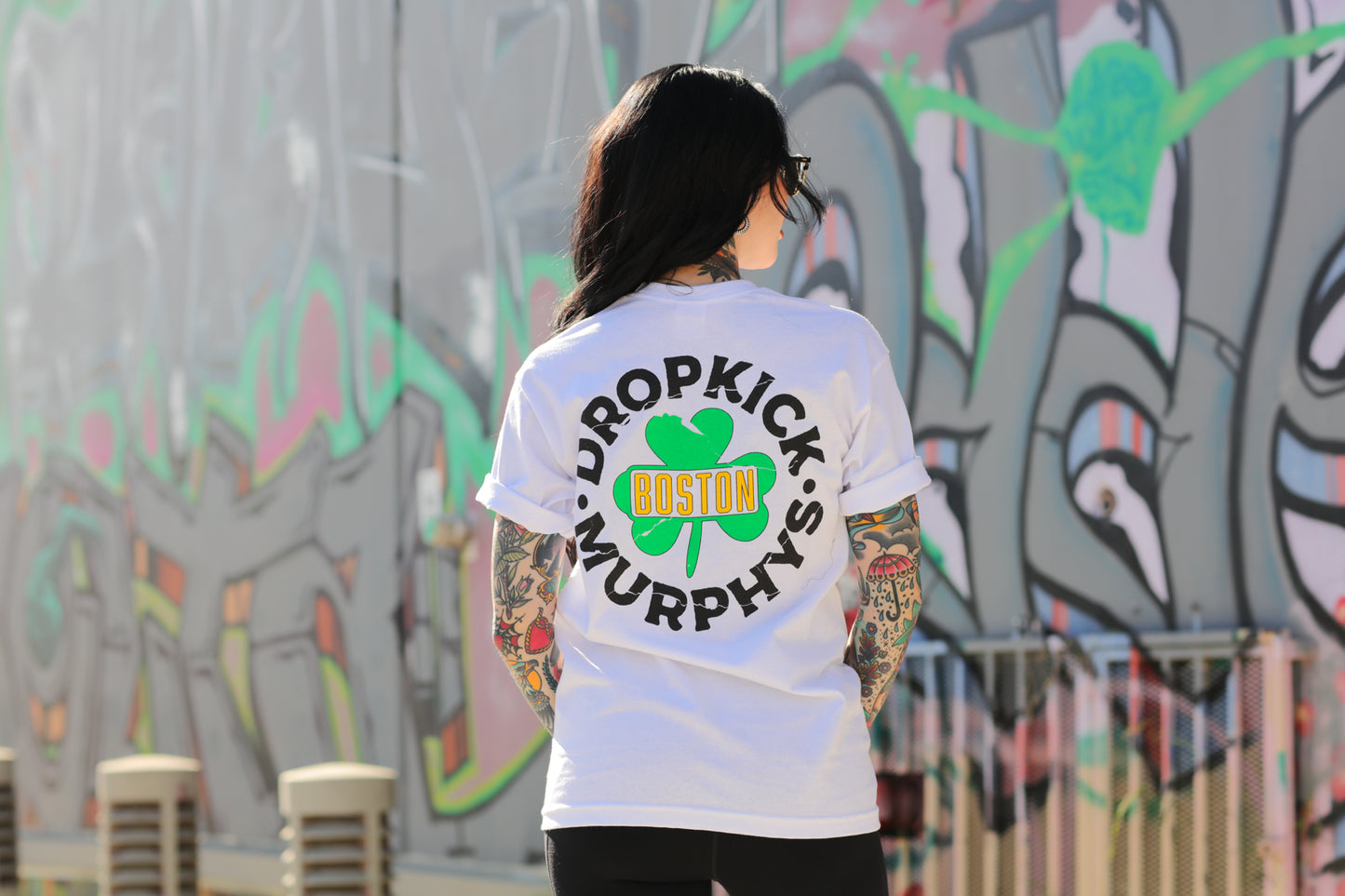 Boston Shamrock Badge Tee (White)