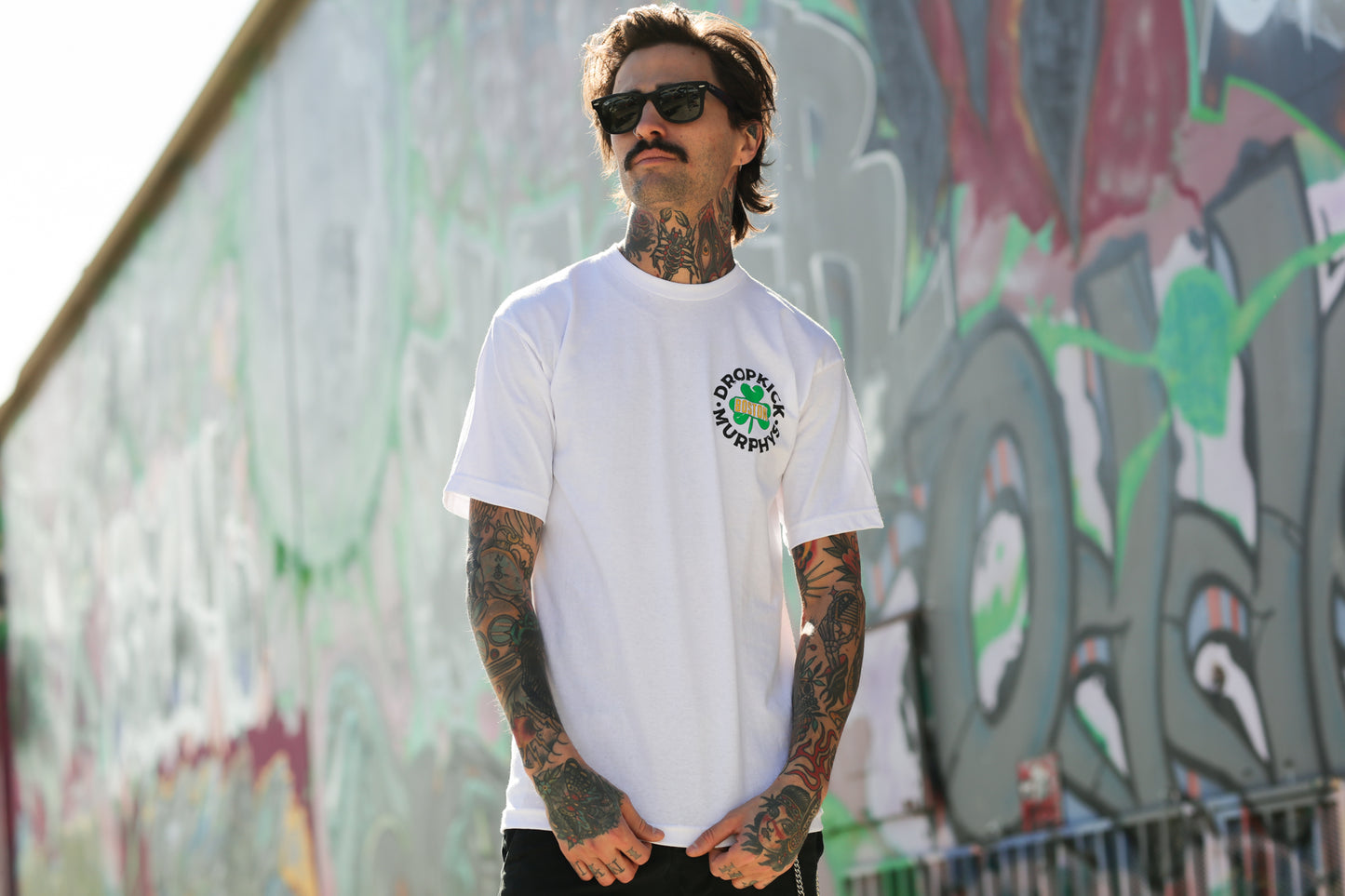 Boston Shamrock Badge Tee (White)