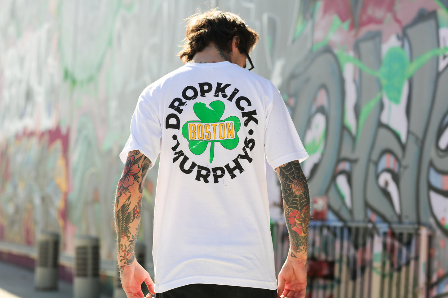 Boston Shamrock Badge Tee (White)