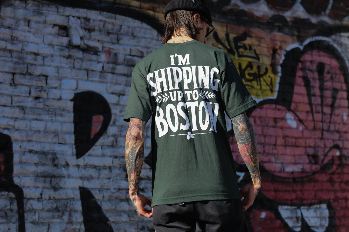 Nautical Shipping Up To Boston T-Shirt (Forest Green)