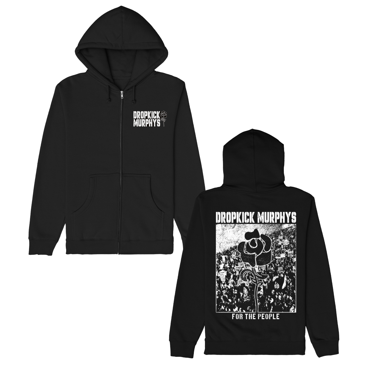 For The People Zip Up Hoodie (Black)
