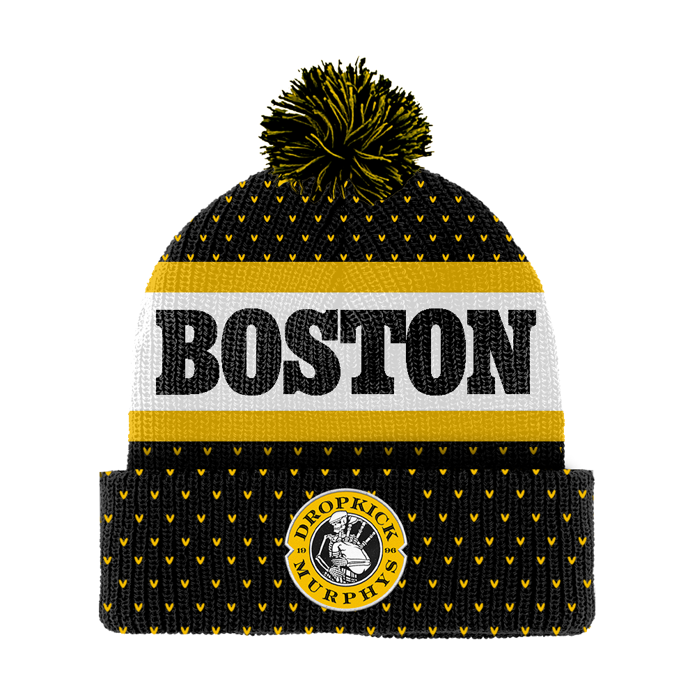 Boston Skelly Piper Pom Beanie (Black/Yellow)