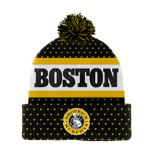 Boston Skelly Piper Pom Beanie (Black/Yellow)